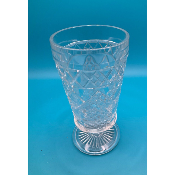 Vintage Grandma Core Hazel Atlas Ice Tea Glass  6" Embellished Pressed Glass - Picture 1 of 4